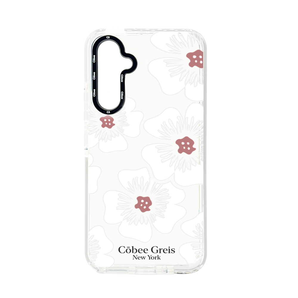 Côbee Log Samsung A34 Greis #11 Flor Blanca Borde blanco