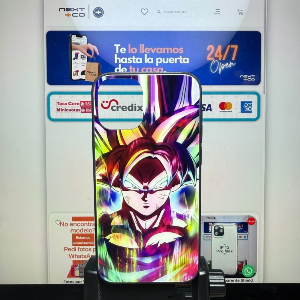 Estuche Iphone 12 mini Glass Diseño Goku Colores