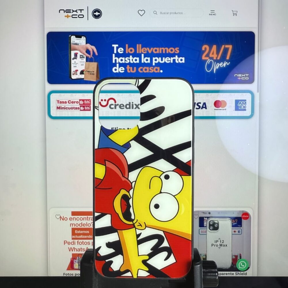 Estuche Iphone 12 mini Glass Diseño Bart/Los Simpsons