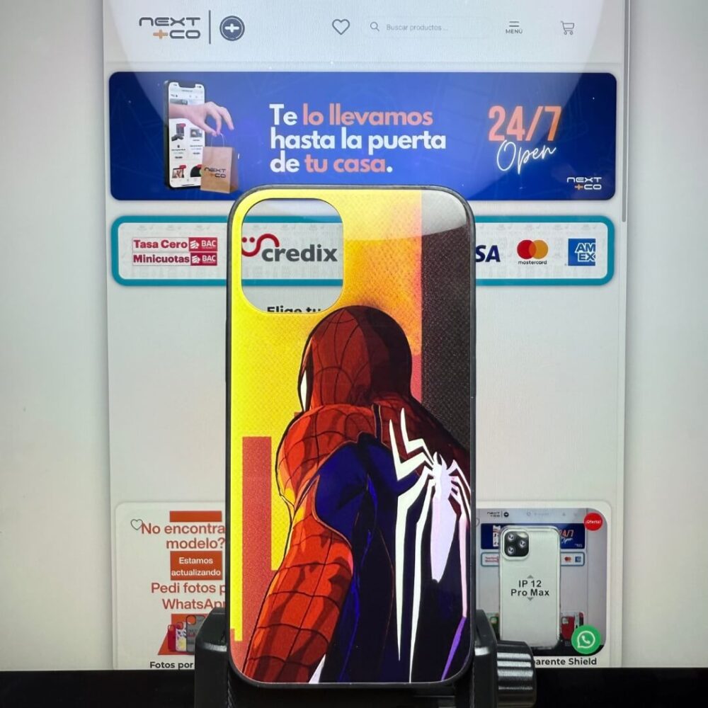 Estuche Iphone 12 mini Glass Diseño Spiderman