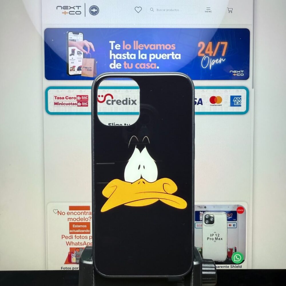 Estuche Iphone 12 mini Glass Diseño Pato Lucas