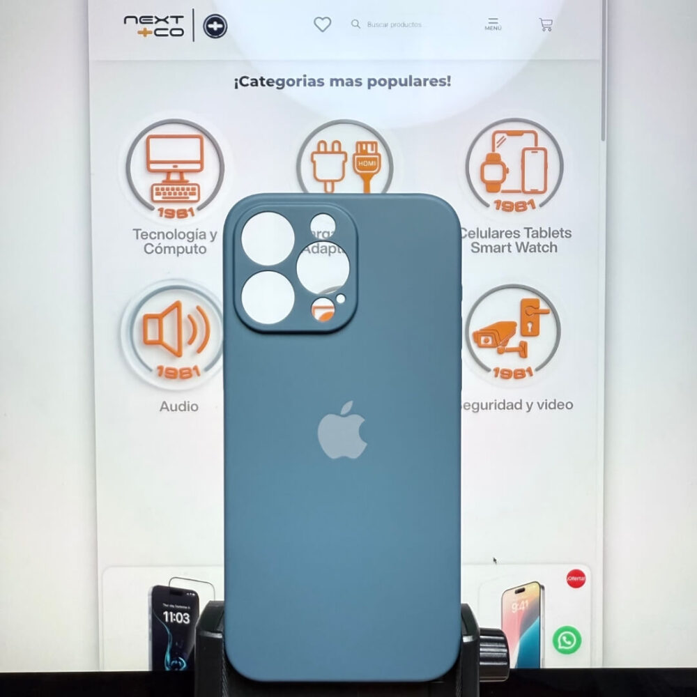 Estuche Silicon Iphone 15 Pro Max Azul Teal