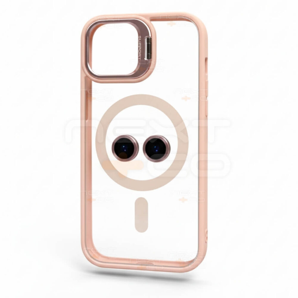 Estuche Support Magsafe con lentes Iphone 15 Rosa