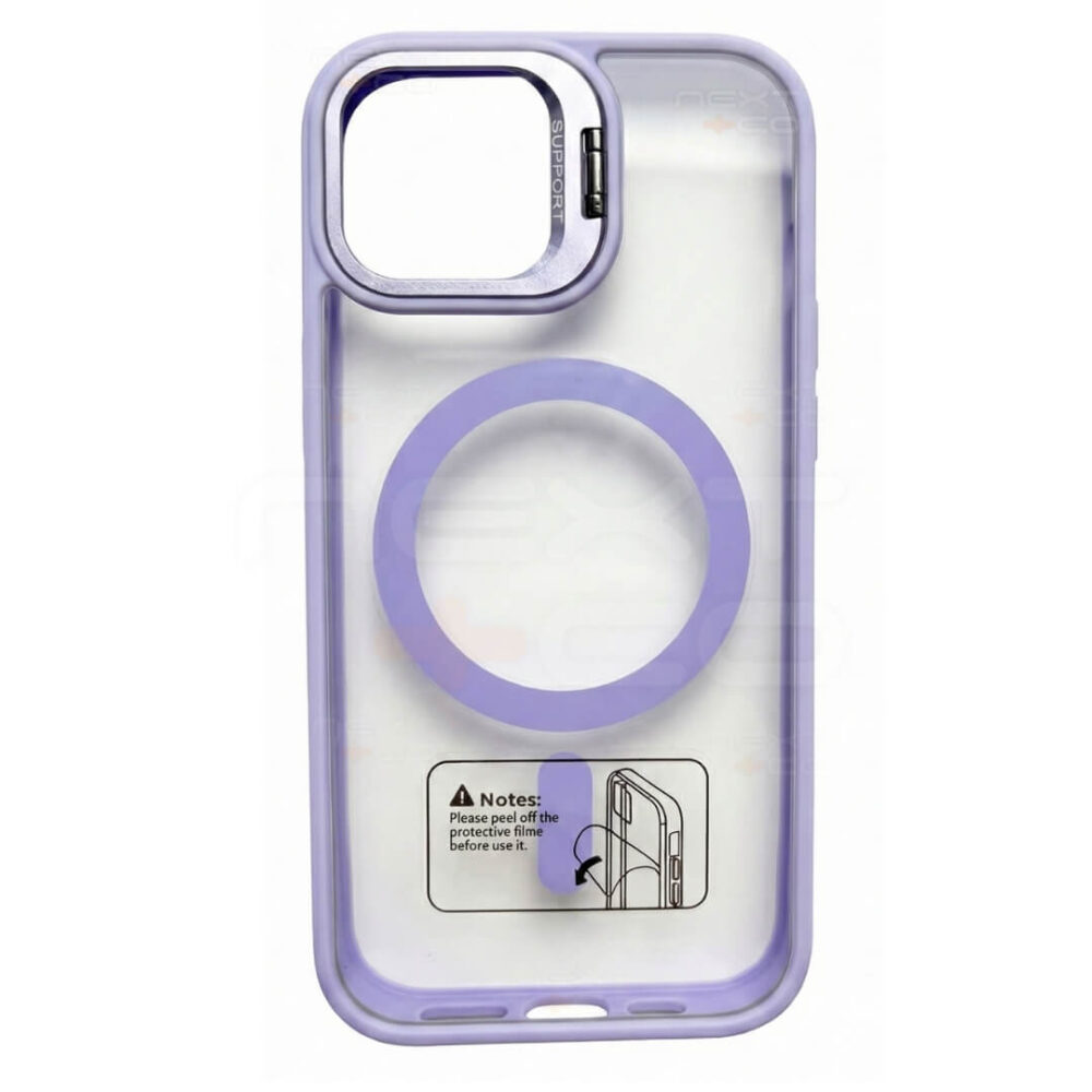 Estuche Support Magsafe con lentes Iphone 15 Lila