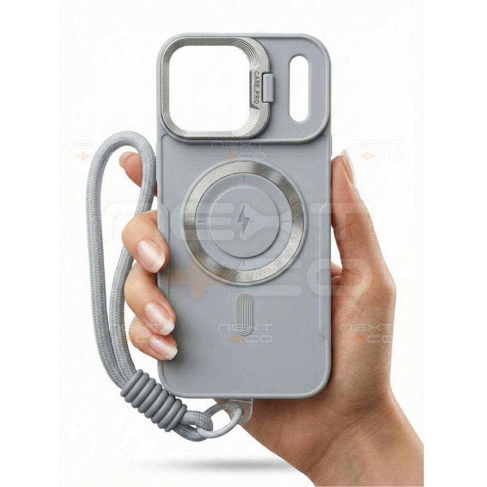 Estuche Silicon con MagSafe con Soporte Iphone 17 Pro Max Gris