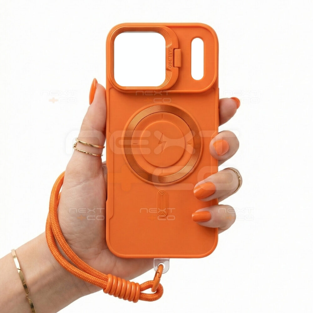 Estuche Silicon con MagSafe con Soporte Iphone 17 Pro Max Naranja